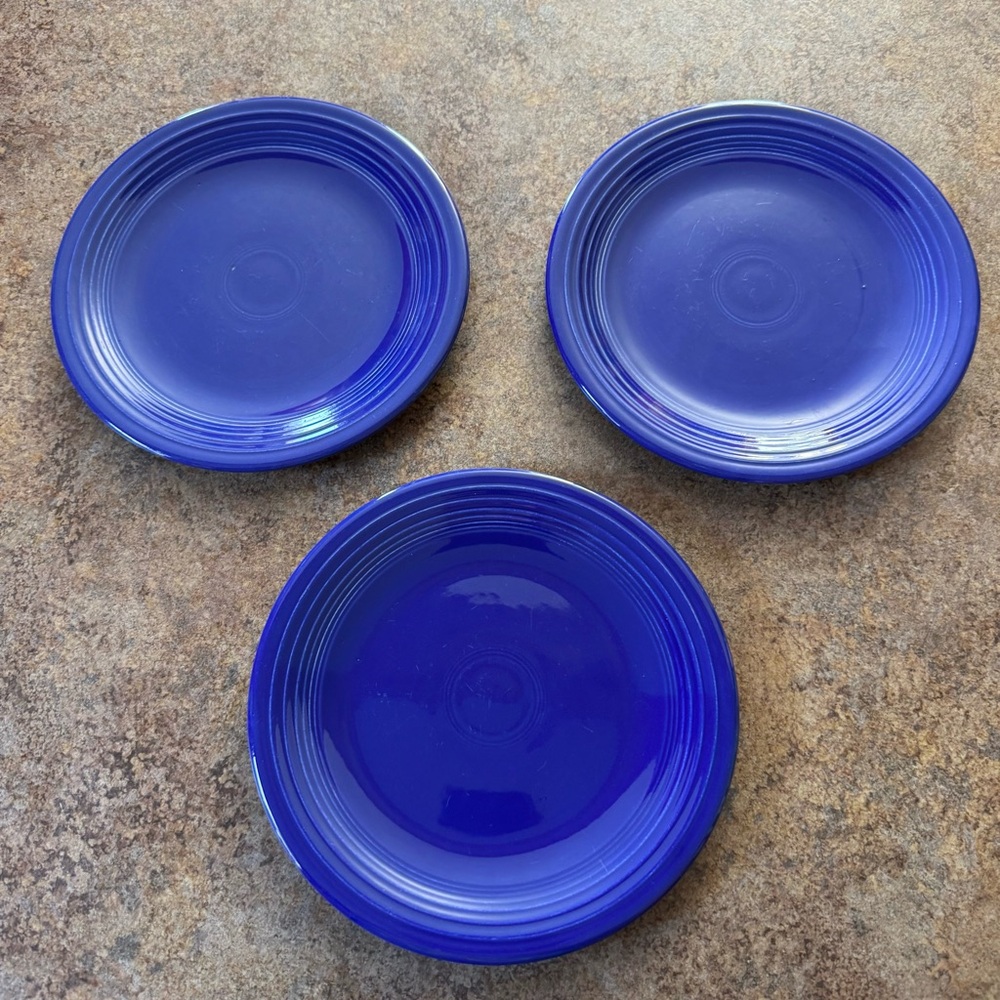 Lot of 3 FiestaWare Cobalt Blue 7 1/2” Salad/Dessert Plates